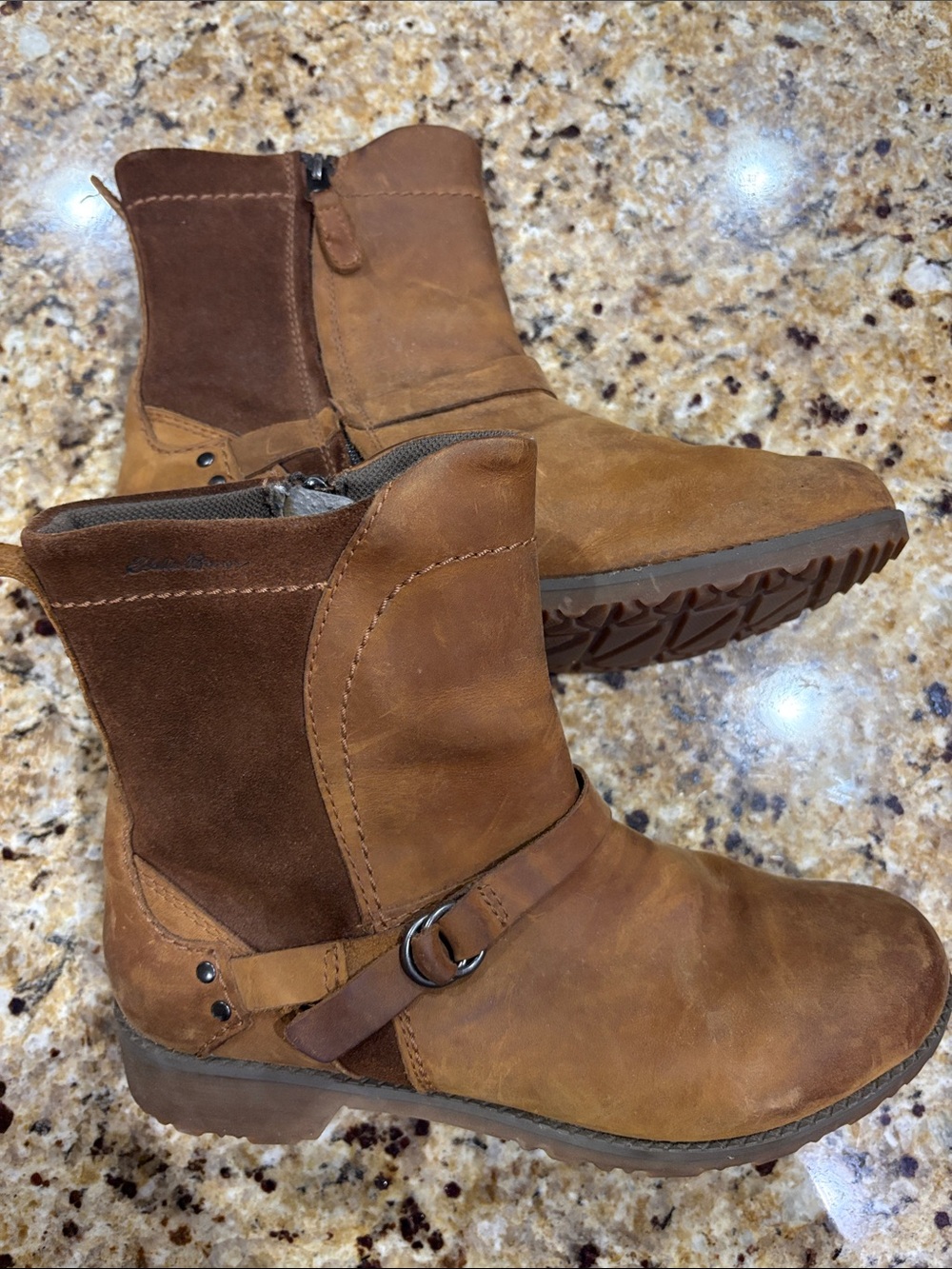 Eddie Bauer Brown Suede Boots with Knit Interior